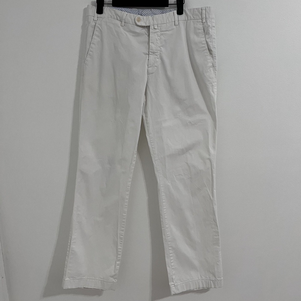 Luigi Borrelli Napoli Ivory Chino Pants Size 50 (32 x 27.5) Nautical Flat Front